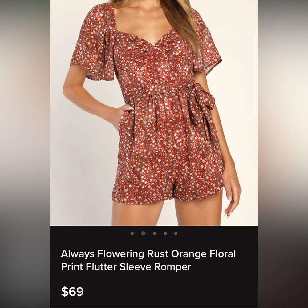 Lulus Flower Rush Orange Floral Print Sleeve Romper